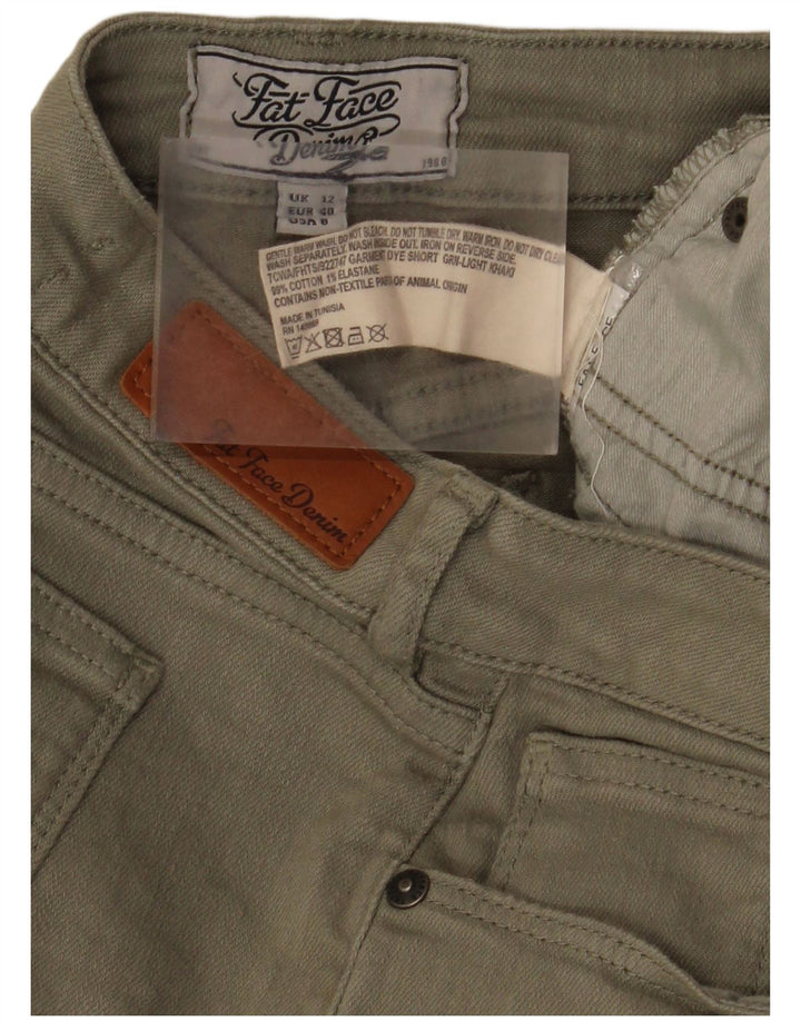 Shorts jeans feminino Fat Face UK 12 médio W32 algodão cáqui