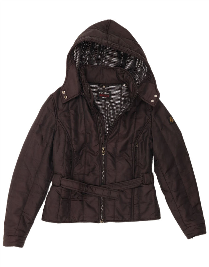 Jaqueta corta-vento feminina com capuz Refrigiwear UK 16 grande poliamida preta