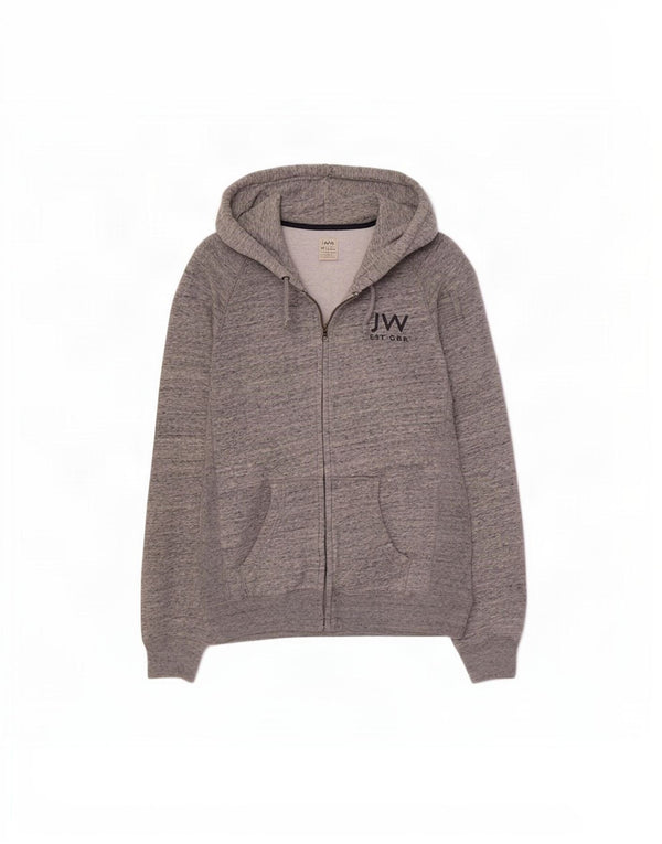 Jack Wills Suéter masculino com capuz e zíper pequeno algodão manchado cinza