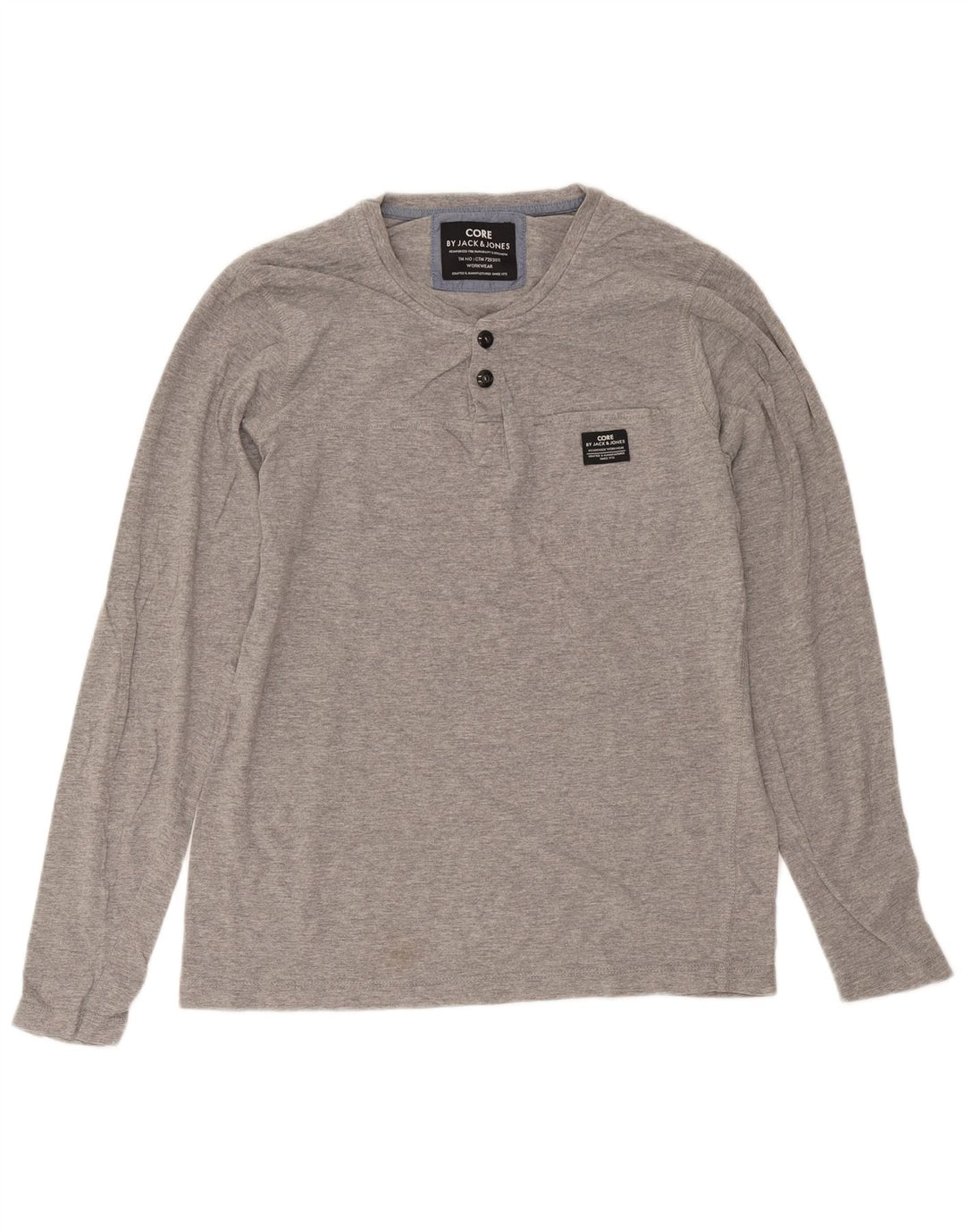 Jack & Jones Camiseta masculina de manga comprida grande algodão manchado cinza