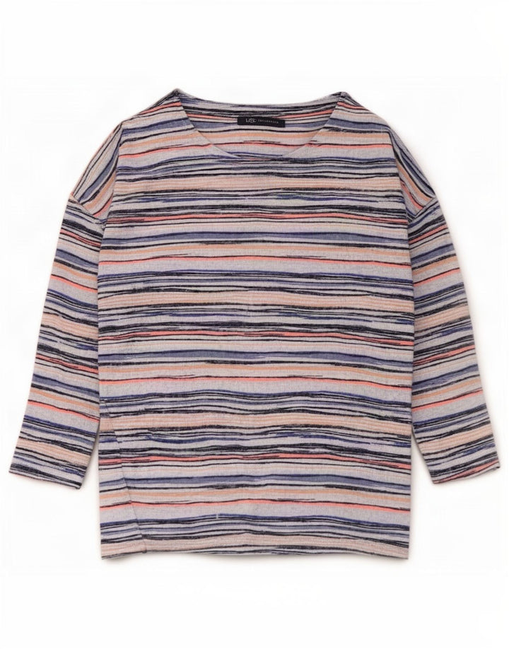 Top feminino Marks & Spencer manga 3/4 UK 8 pequeno listrado multicolorido
