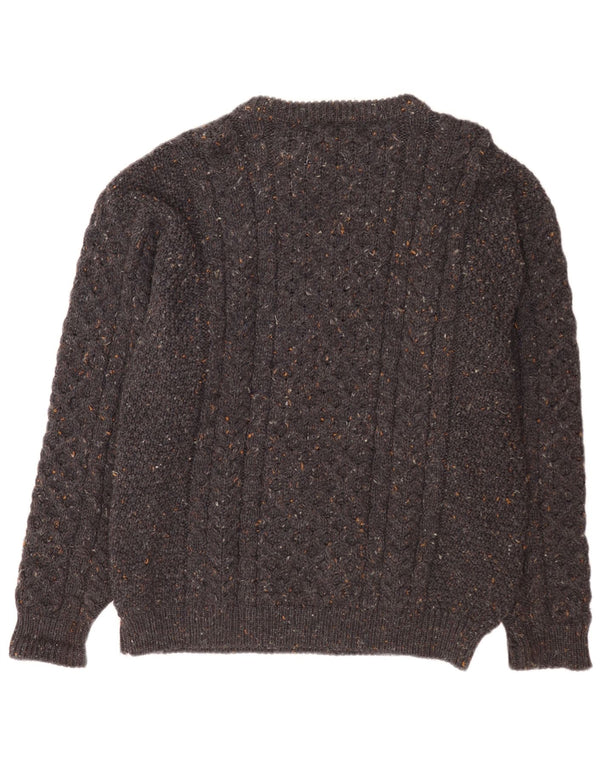 L.L.Bean Mens Boat Neck Jumper Sweater Large Grey Flecked Wool