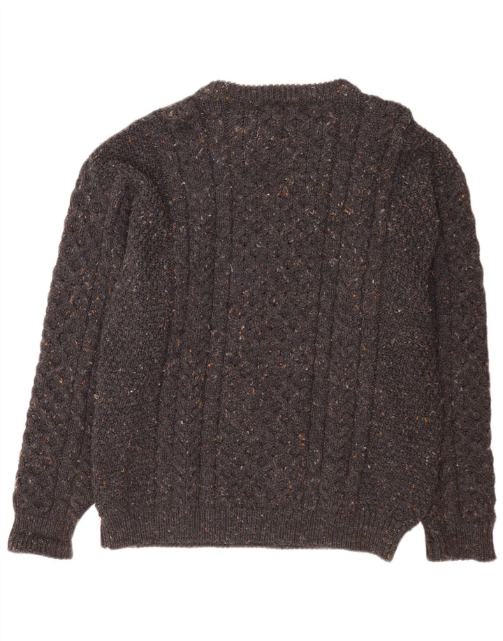 L.L.Bean Suéter masculino com gola canoa grande lã manchada cinza