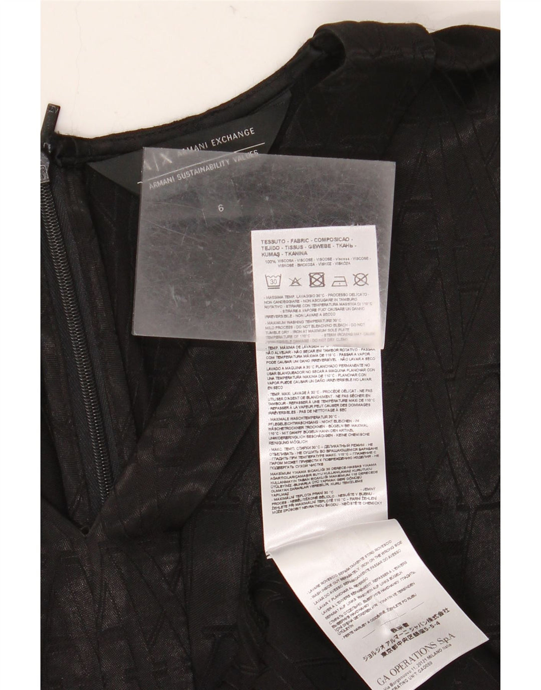 ARMANI EXCHANGE Vestido feminino estampado sem mangas evasê US 6 médio preto