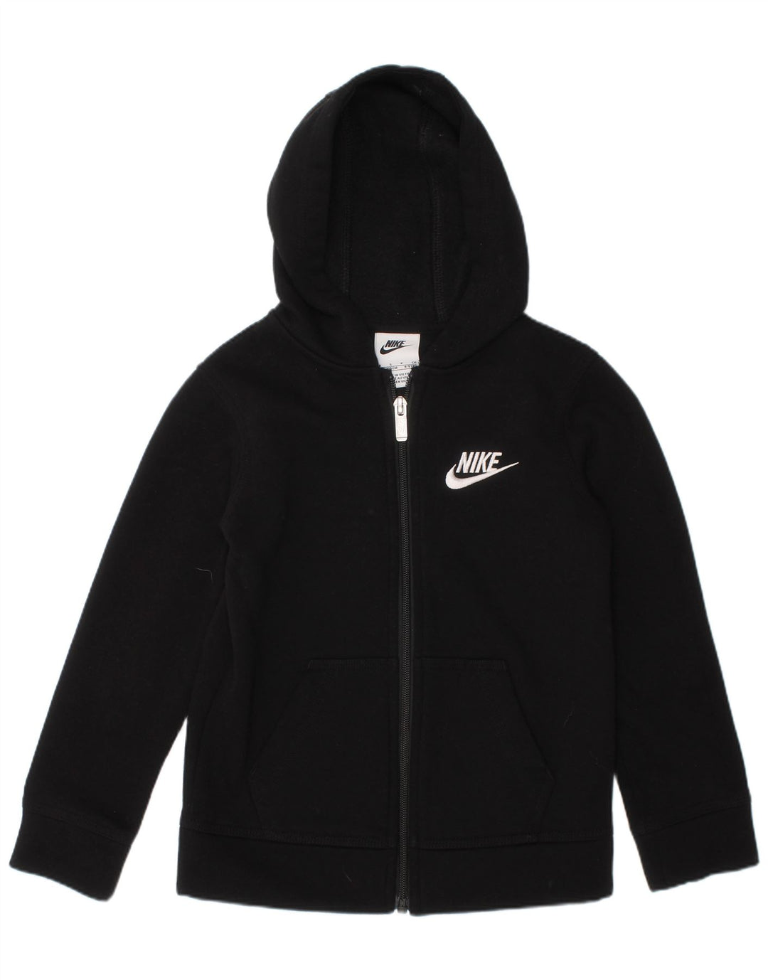 Suéter NIKE Boys Zip com capuz 4-5 anos pequeno preto algodão