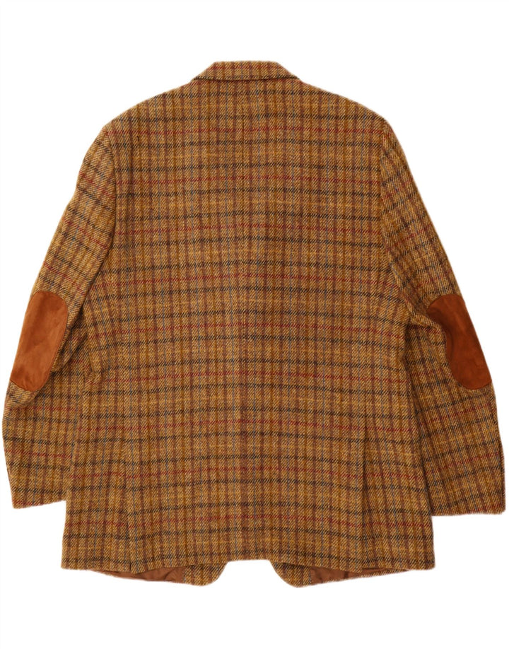 Jaqueta blazer masculina de 3 botões Harris Tweed Reino Unido 40 grande xadrez marrom