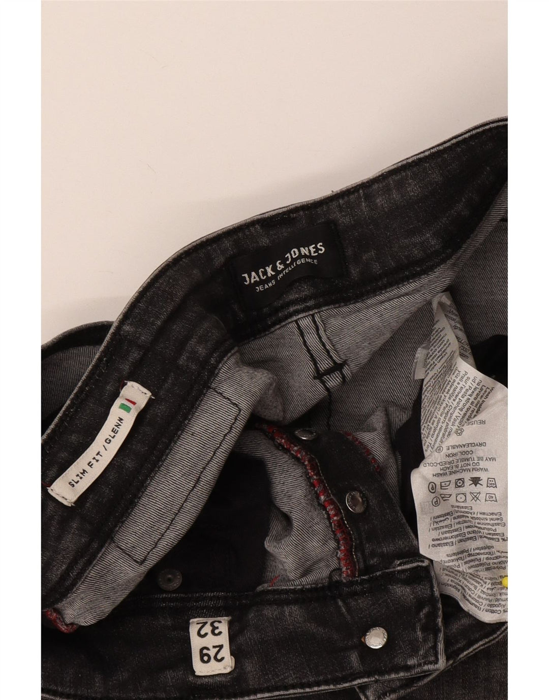 Jack & Jones Masculino GLENN Slim Jeans W29 L32 Algodão Cinza