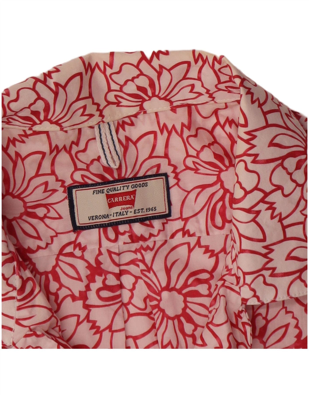 Camisa masculina Carrera manga curta médio branco floral