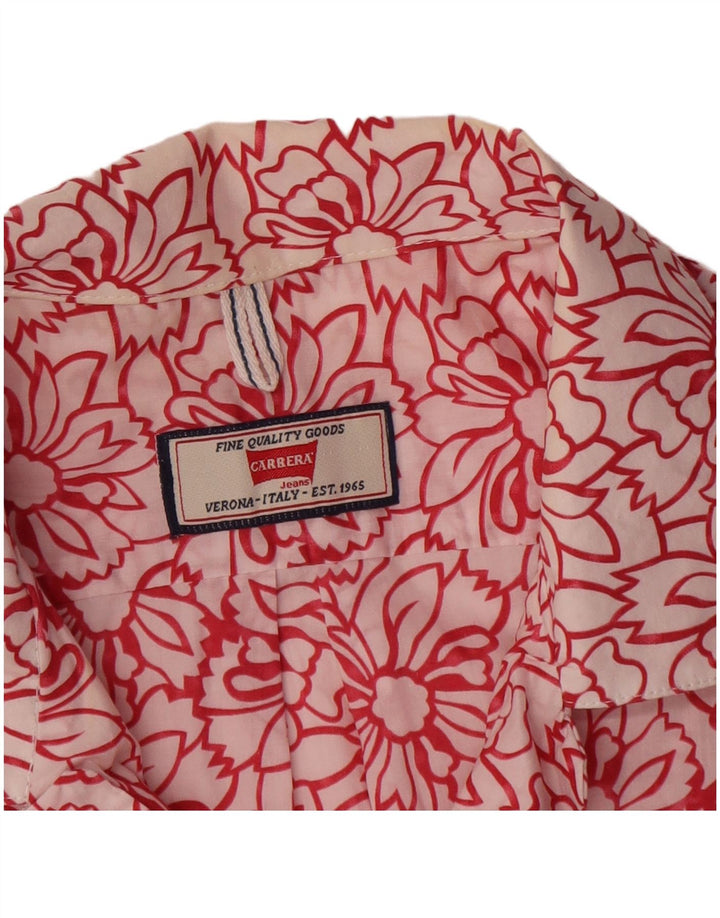 Camisa masculina Carrera manga curta médio branco floral