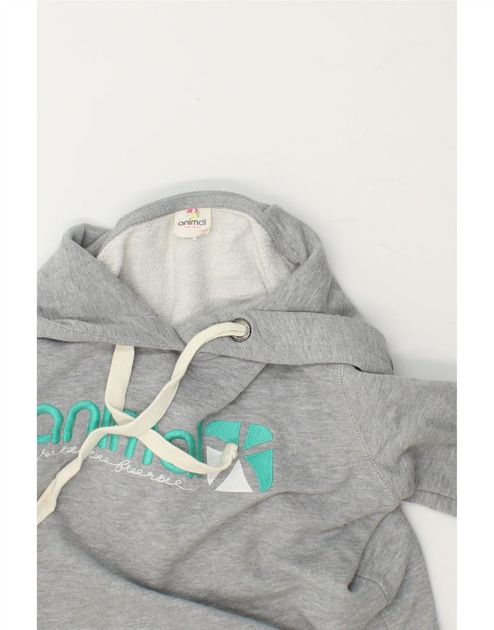 ANIMAL Girls Graphic Hoodie Jumper 9-10 Years Grey Cotton Vintage Animal and Second-Hand Animal from Messina Hembry 