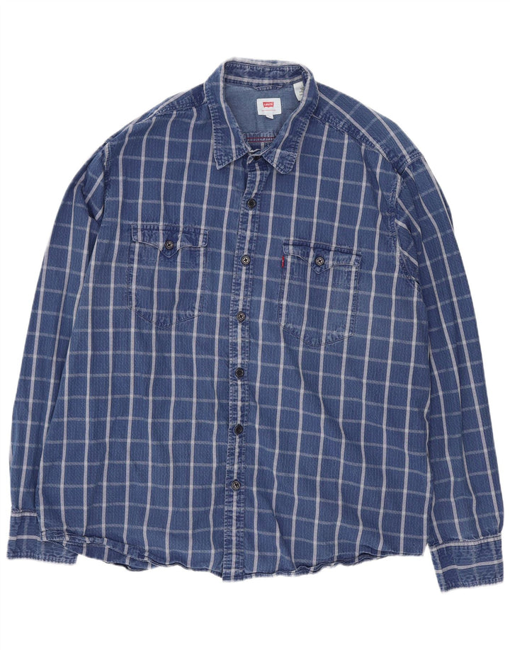 Camisa masculina Levi's XL azul xadrez algodão