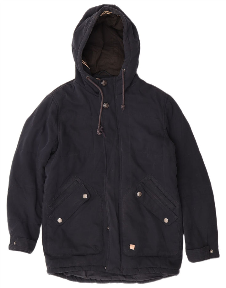 Jaqueta corta-vento masculina Jack & Jones com capuz Reino Unido 36 poliéster azul marinho pequeno