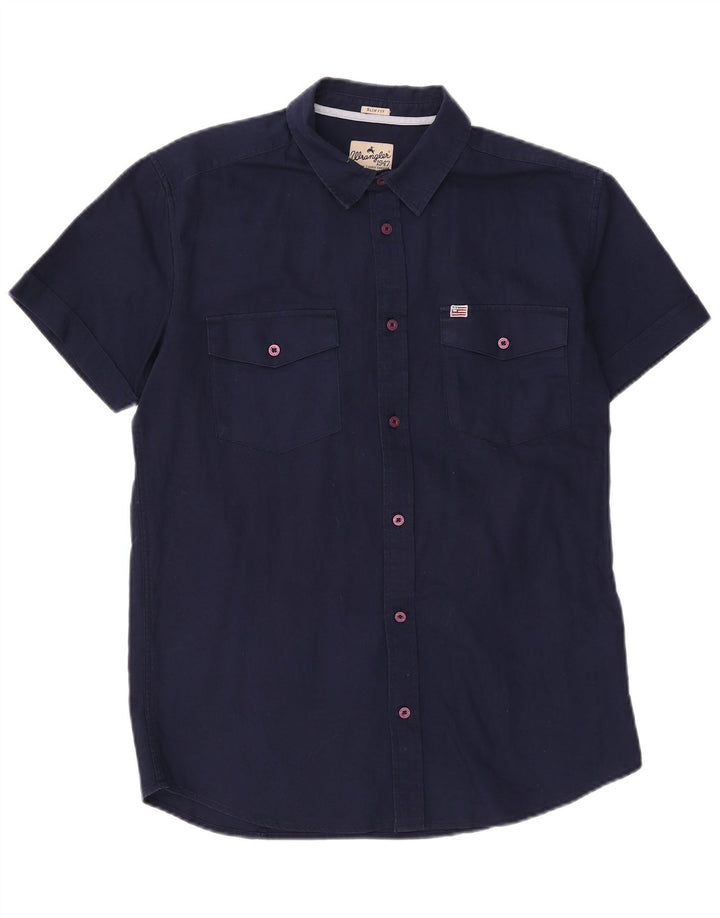 Camisa masculina Wrangler Slim Fit grande algodão azul marinho
