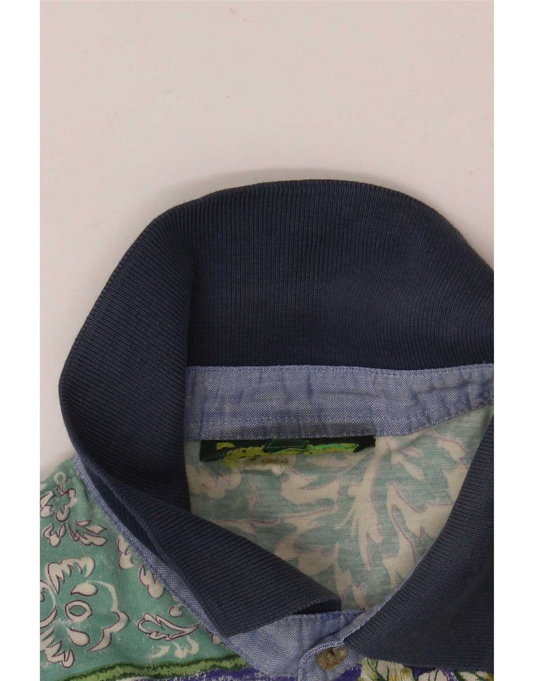 Camisa polo masculina vintage algodão floral verde médio