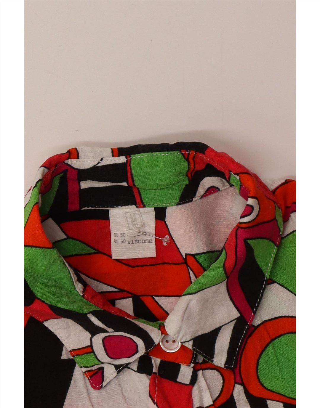 Blusa feminina VINTAGE com estampa abstrata UK 14 média multicolorida