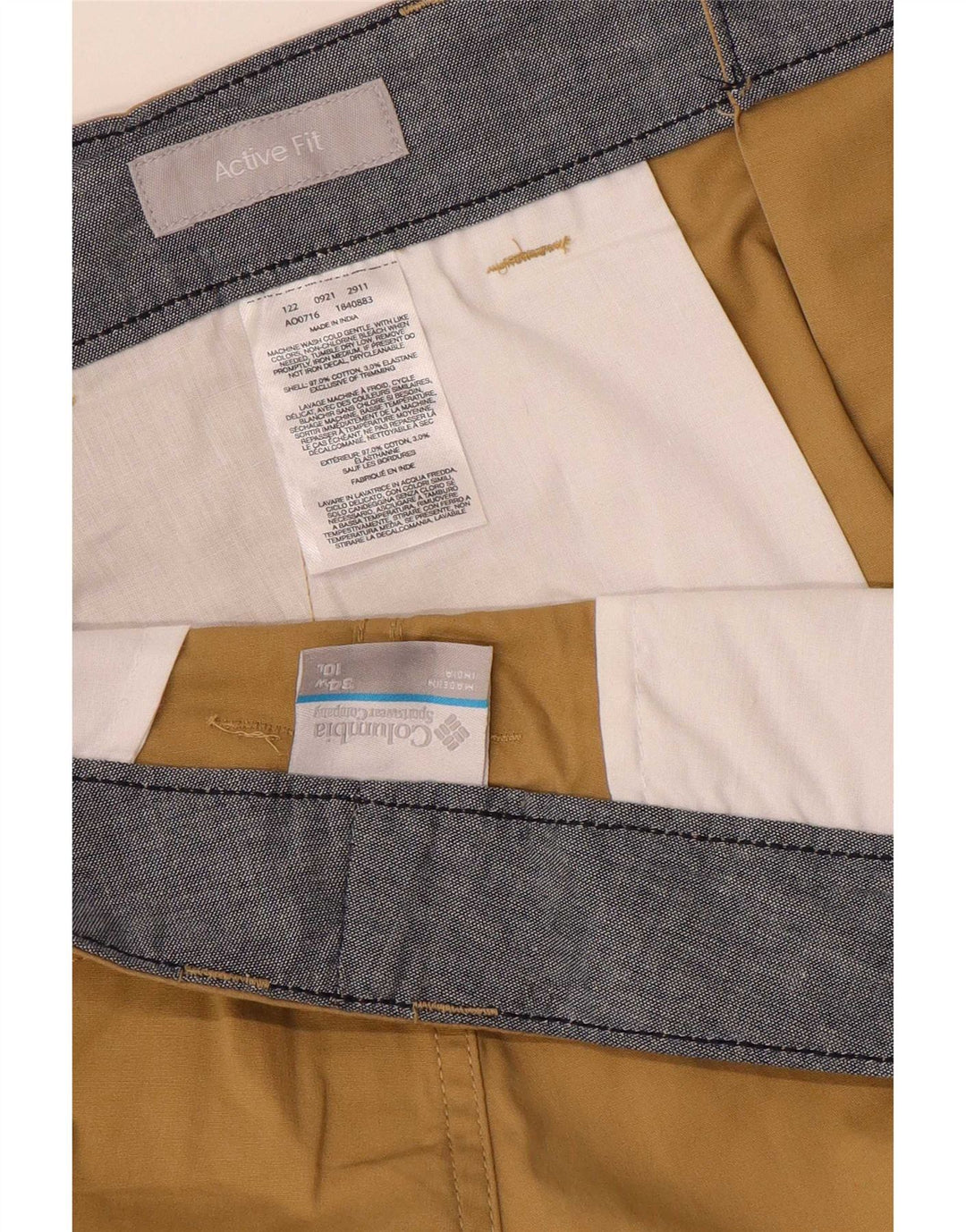 Columbia Mens Active Cargo Shorts W34 Grande Algodão Marrom