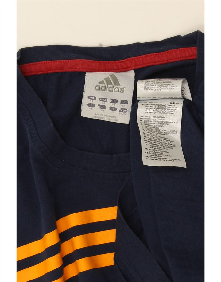 Adidas Mens Camiseta Top Médio Algodão Azul Marinho