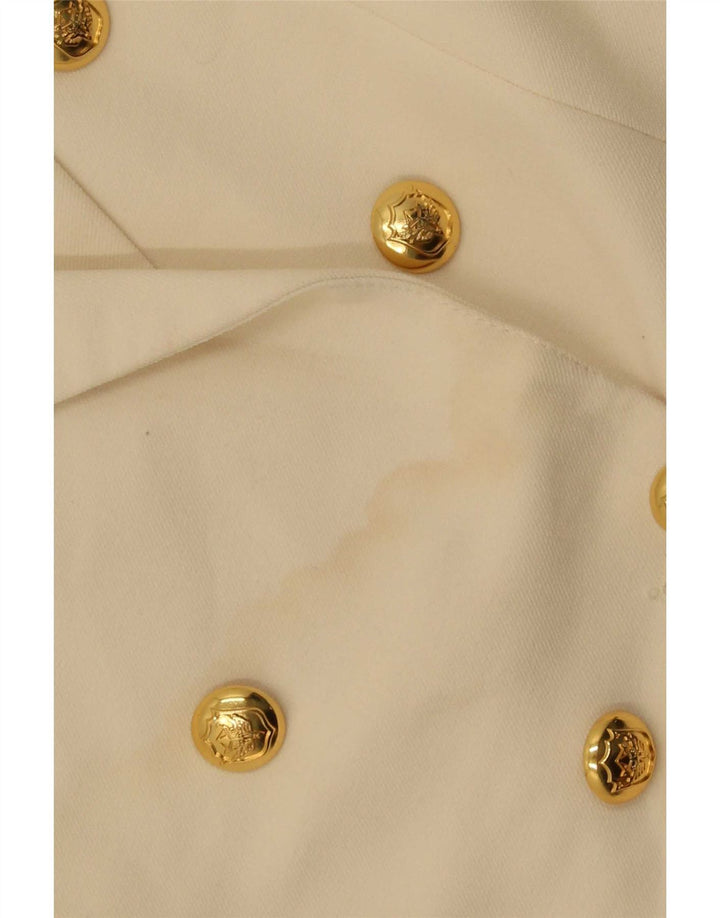 Jaqueta blazer feminina Zara com peito duplo UK 14 XL off white poliéster