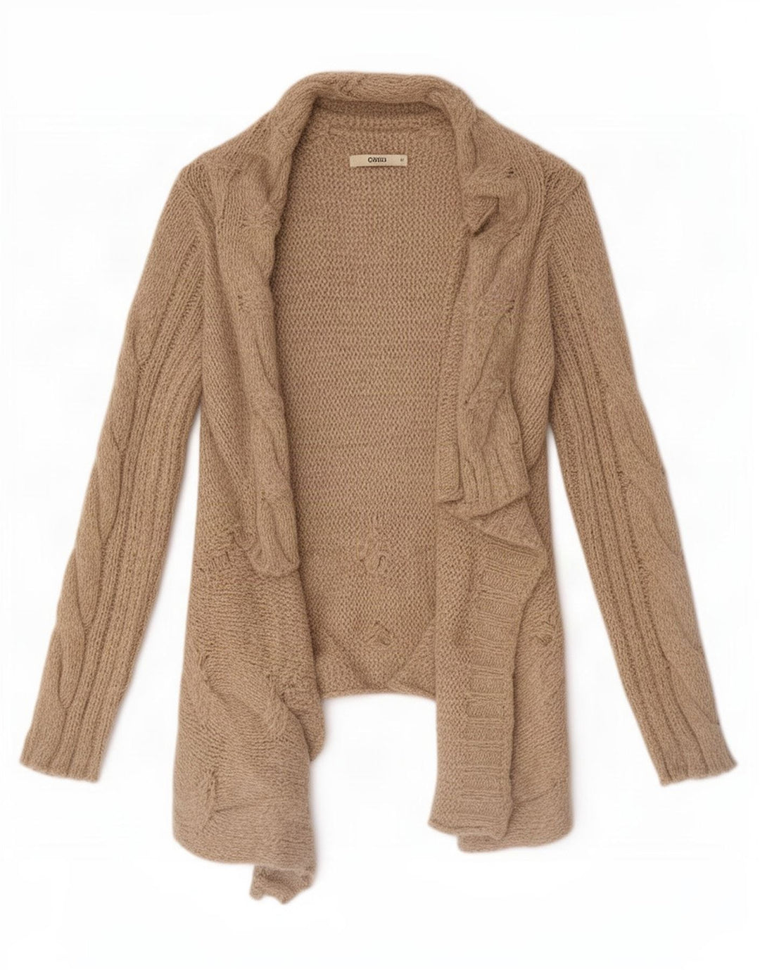 Suéter feminino aberto Oasis UK 14 acrílico bege médio