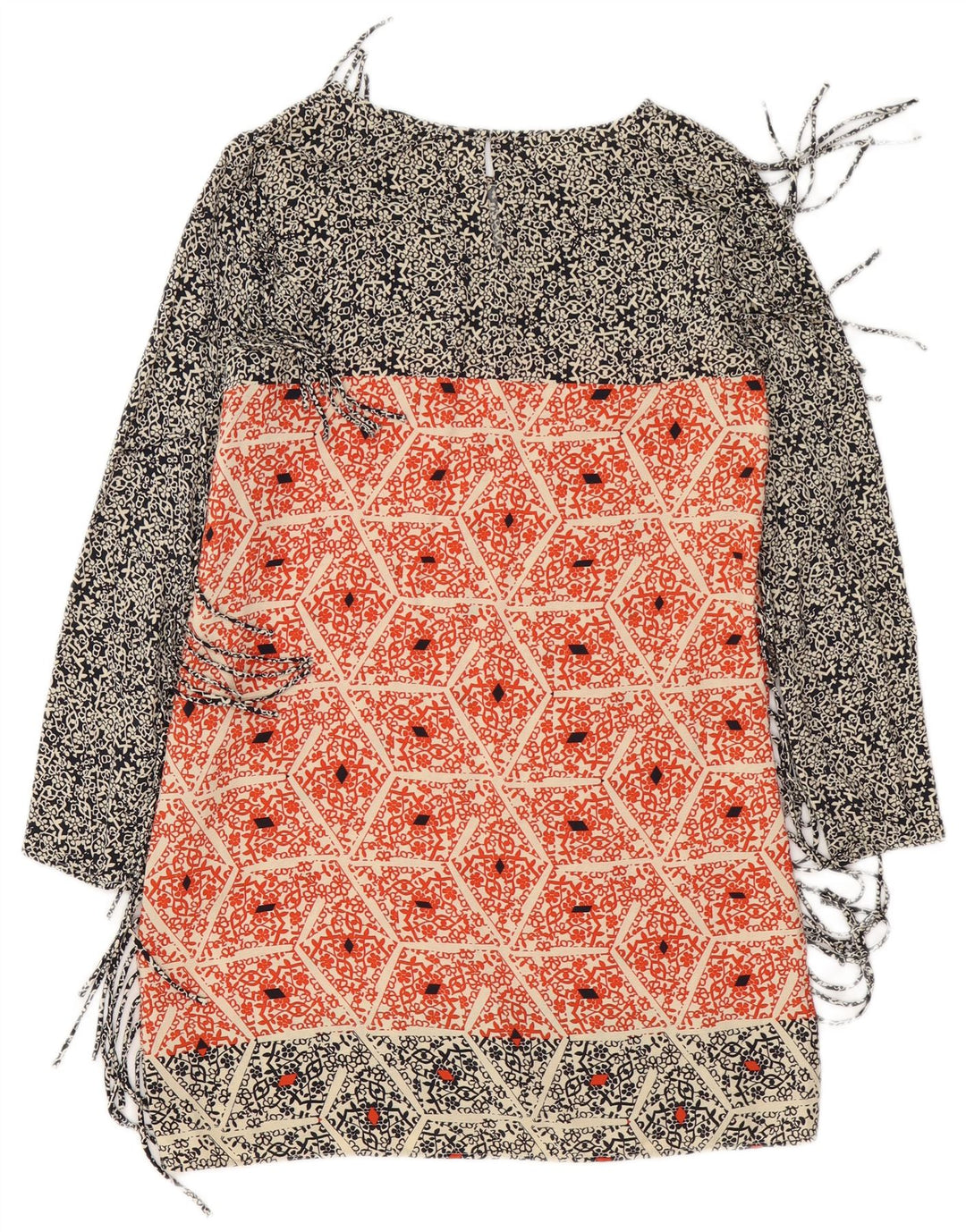 ZARA Vestido feminino oversized com bainha UK 10 pequeno multicolorido