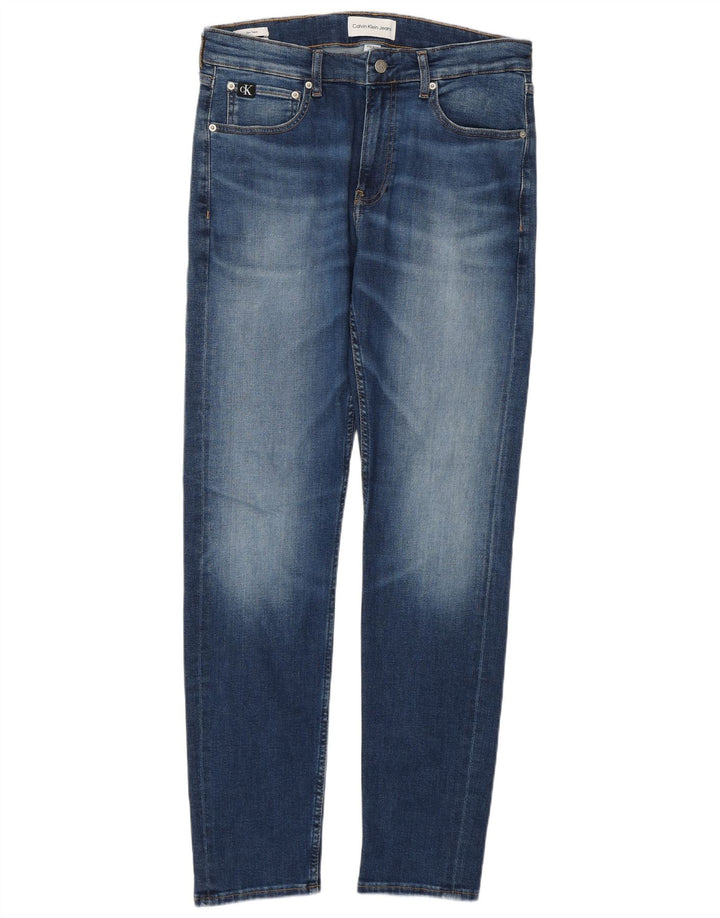Calvin Klein Masculino Slim Tapered Jeans W32 L32 Azul Algodão