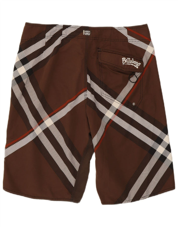 Billabong Mens Graphic Natação Shorts Grande Poliéster Xadrez Marrom