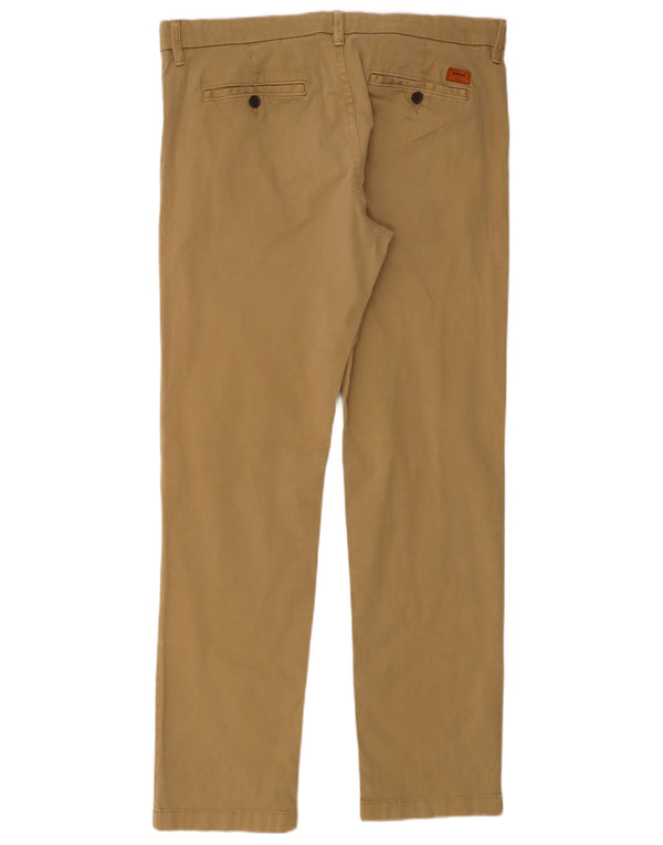 Calça chino masculina Timberland reta W36 L32 algodão bege
