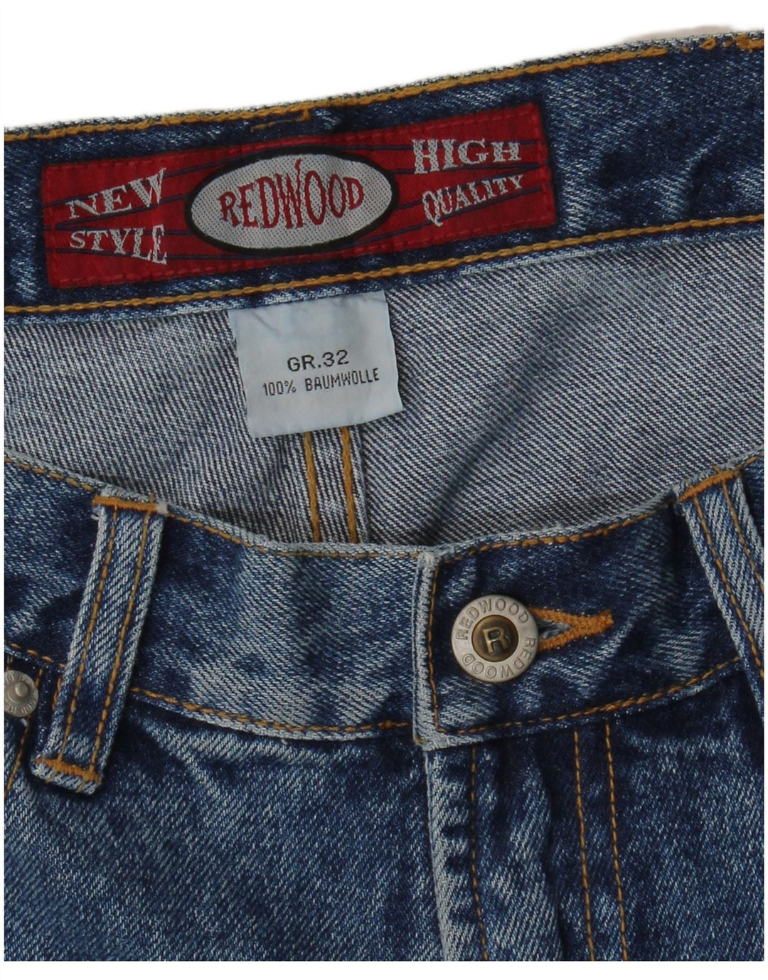 Shorts jeans feminino REDWOOD W32 grande algodão azul