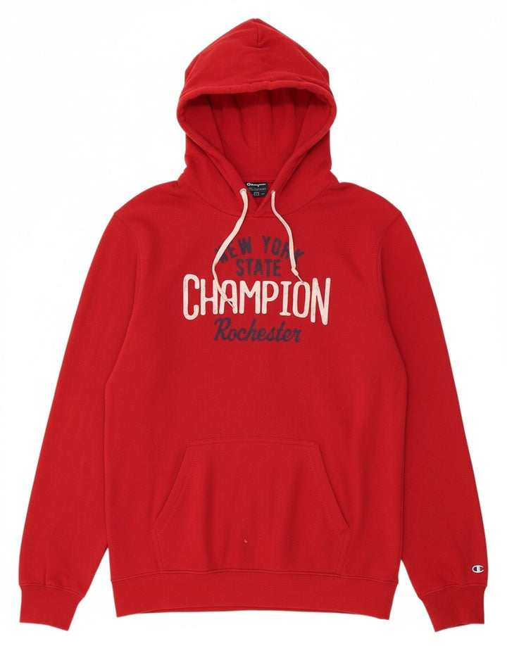 CHAMPION Suéter masculino com capuz gráfico Rochester grande algodão vermelho