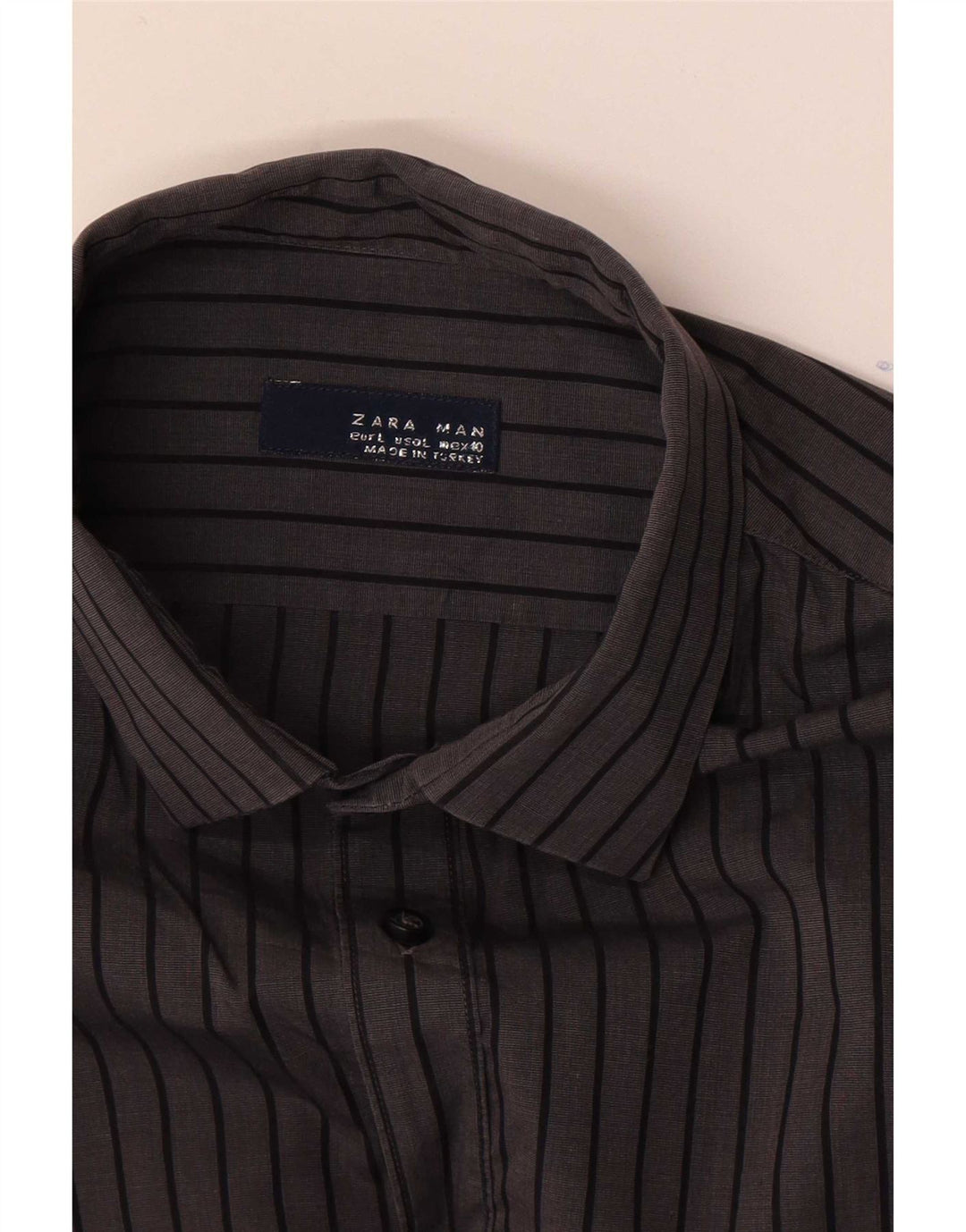 Camisa masculina Zara listrada cinza grande