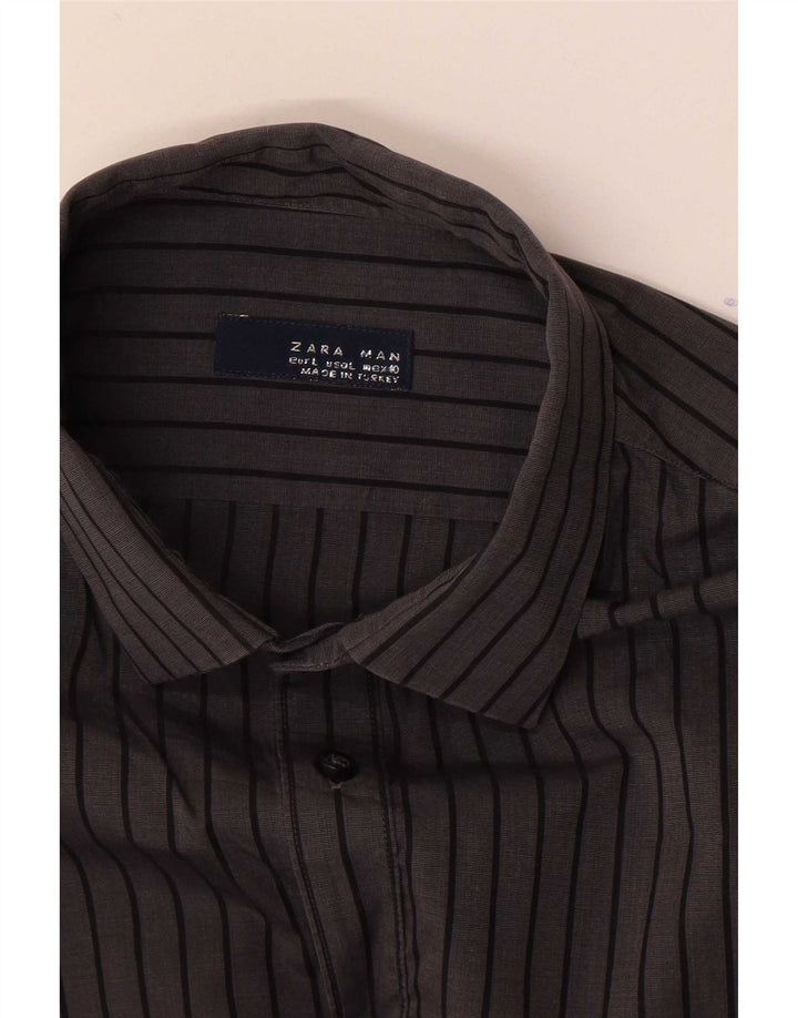 Camisa masculina Zara listrada cinza grande