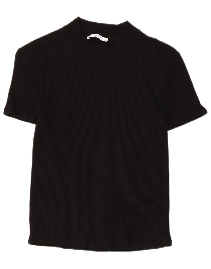 ZARA Top curto feminino UK 12 médio preto