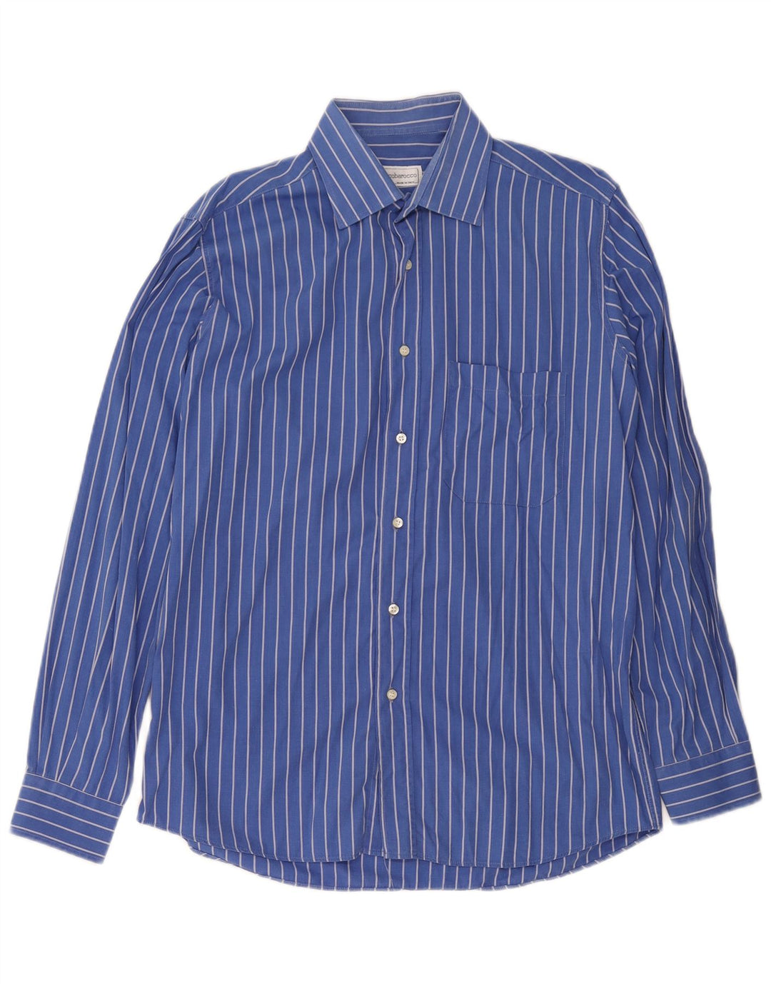 Camisa masculina Roccobarocco tamanho 40 15 3/4 risca de giz azul médio