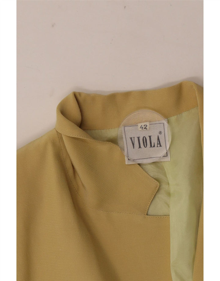 Jaqueta blazer feminina vintage manga 3/4 IT 42 lã amarela média
