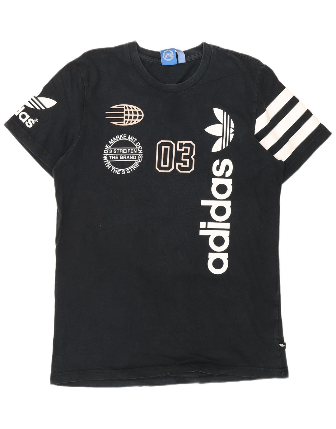 Camiseta masculina ADIDAS com estampa gráfica grande azul marinho