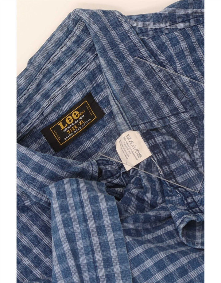 Camisa masculina Lee XL azul xadrez algodão