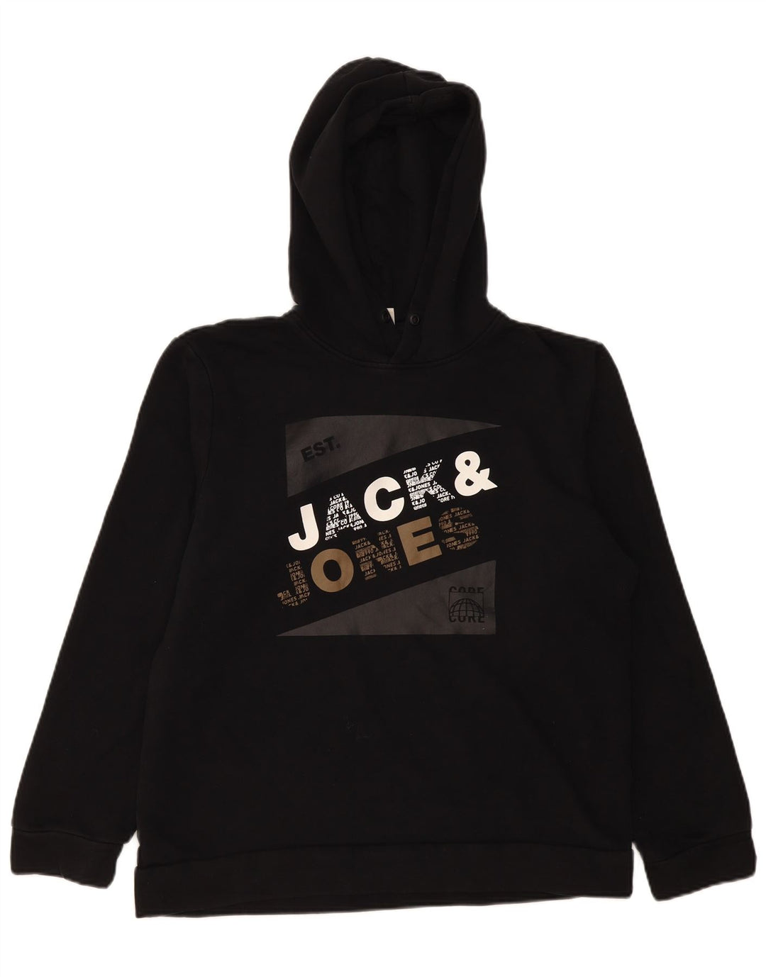 Jack & Jones moletom com capuz gráfico masculino pequeno preto