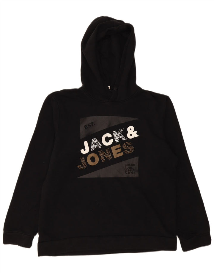 Jack & Jones moletom com capuz gráfico masculino pequeno preto