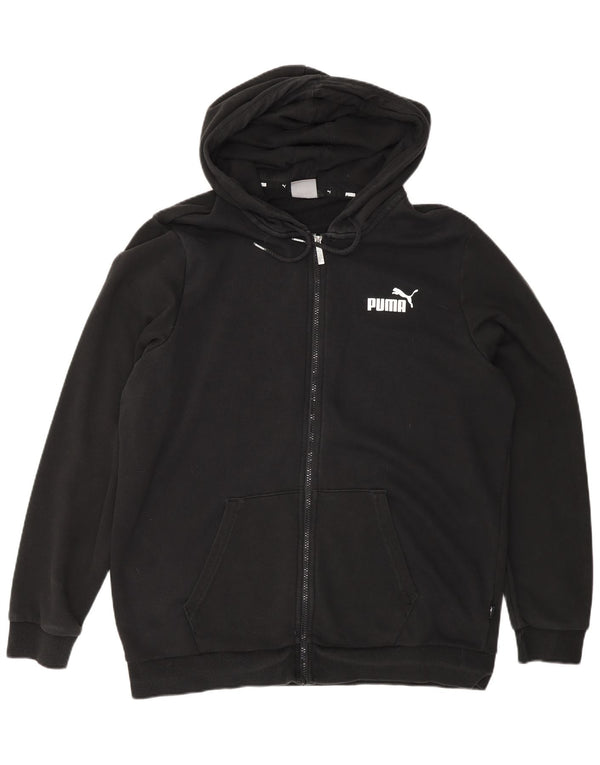 Suéter masculino Puma com capuz e zíper grande algodão preto
