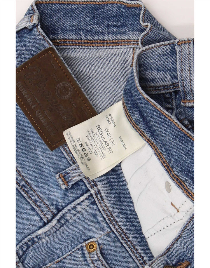 Wrangler Mens Regular Fit Straight Jeans W40 L30 Azul Algodão