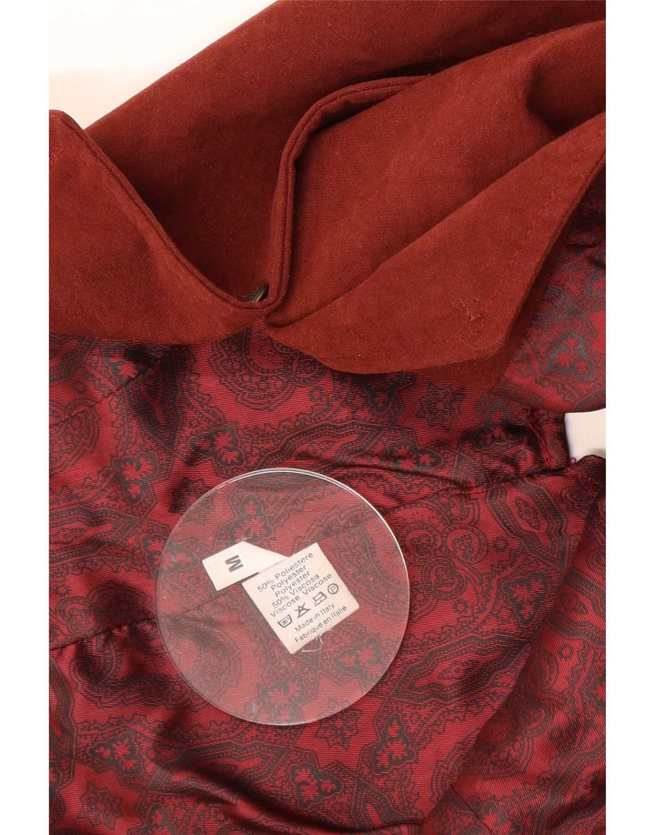 Colete feminino vintage UK 12 poliéster médio Borgonha