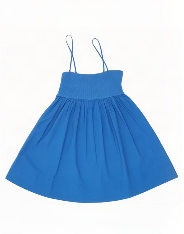 Vestido de verão feminino Zara UK 14 grande algodão azul