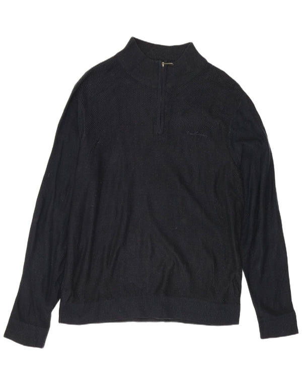 Suéter masculino Pierre Cardin com zíper e gola XL preto acrílico
