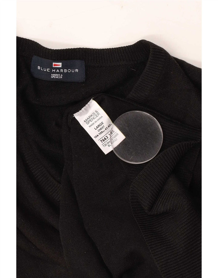 Suéter masculino Marks & Spencer com decote em V Reino Unido 41/43 grande preto