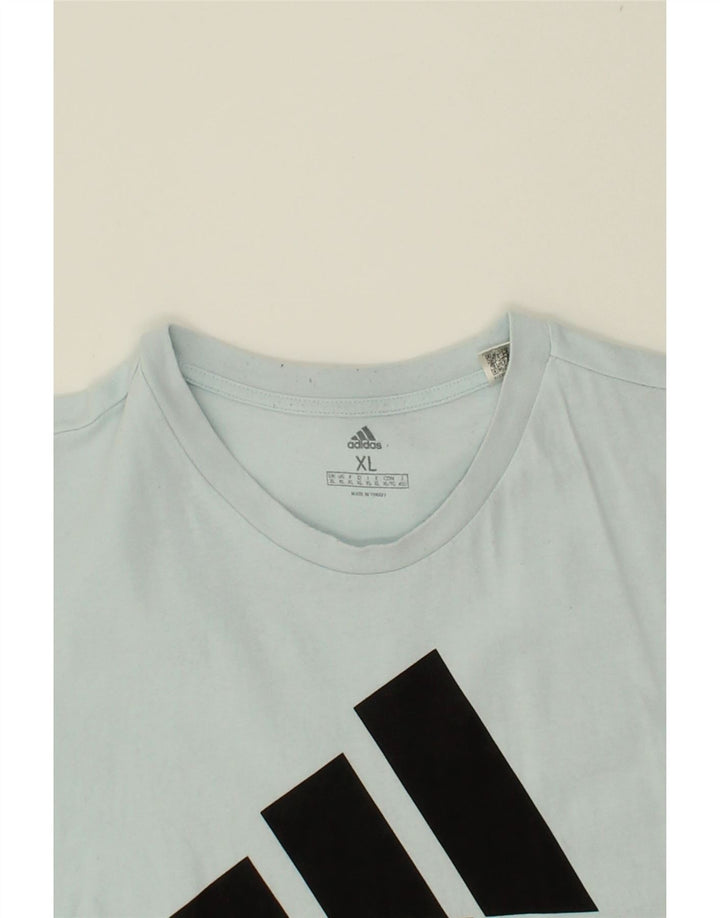 ADIDAS Mens Graphic T-Shirt Top XL Blue Cotton Vintage Adidas and Second-Hand Adidas from Messina Hembry 