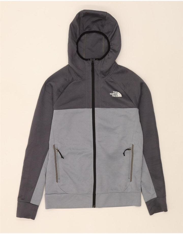 THE NORTH FACE Suéter masculino com capuz e zíper, pequeno, cinza, bloco colorido, poliéster
