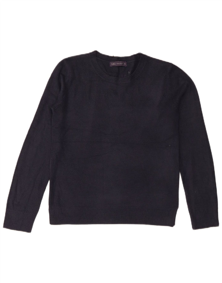 Suéter feminino Marks & Spencer com gola redonda Reino Unido 10 pequeno azul marinho