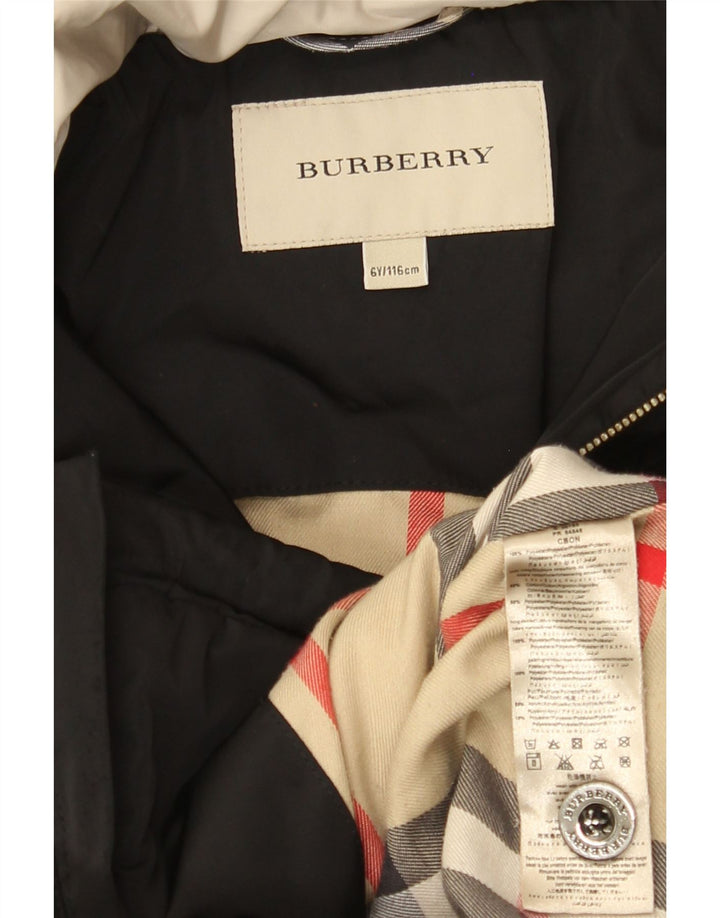 Casaco acolchoado com capuz para meninas Burberry 5-6 anos poliéster preto