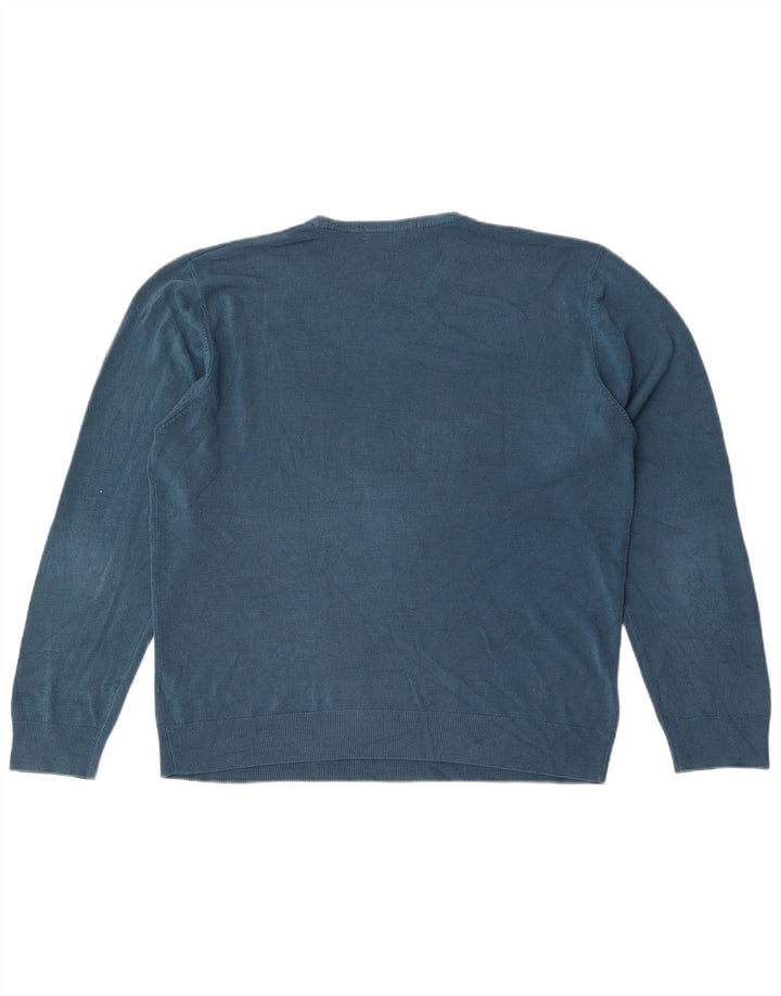 Suéter masculino Marks & Spencer com gola redonda grande acrílico azul