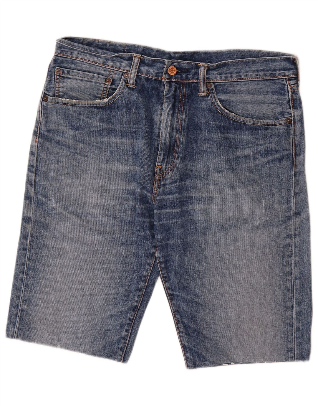 Shorts jeans masculinos Levi's desgastados W34 grande algodão azul